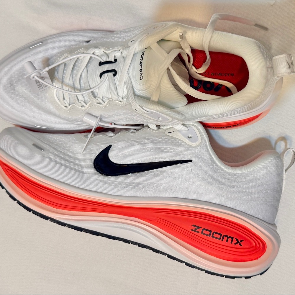 Nike Vomero Plus White and Orange ZoomX Running Shoes